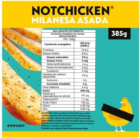 NotChicken Milanesa Asada 385grs